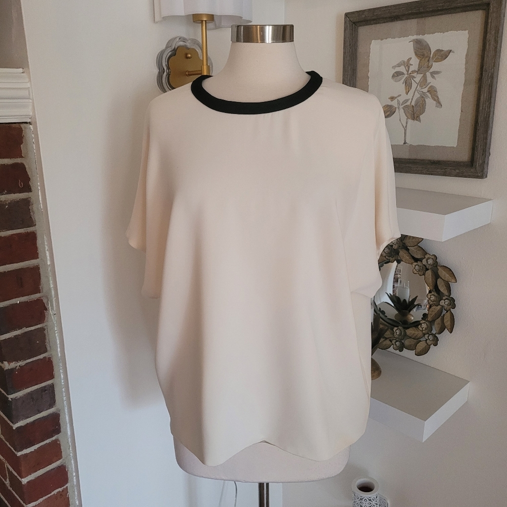 Rag & Bone Elegant Cream Women's Top with Black Trim Large